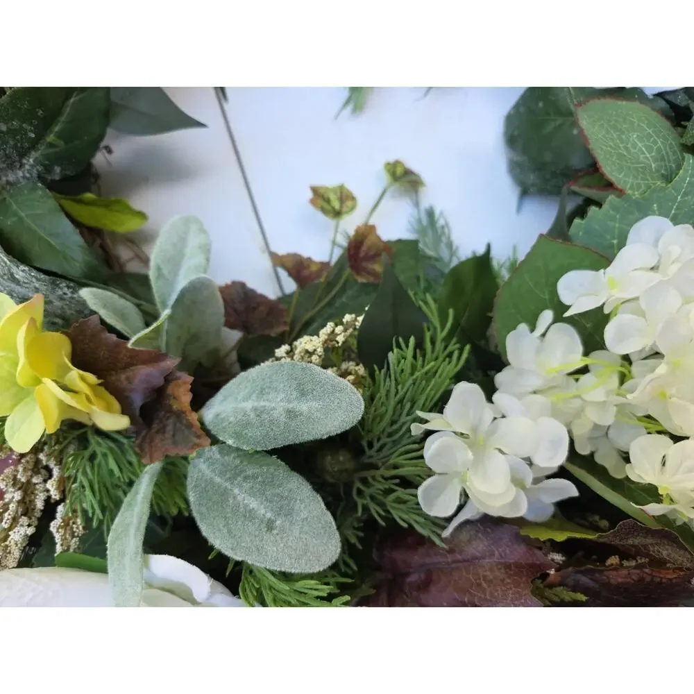 Handmade Wreath All Seasons Evergreen Peonies Carnation Ivy 28